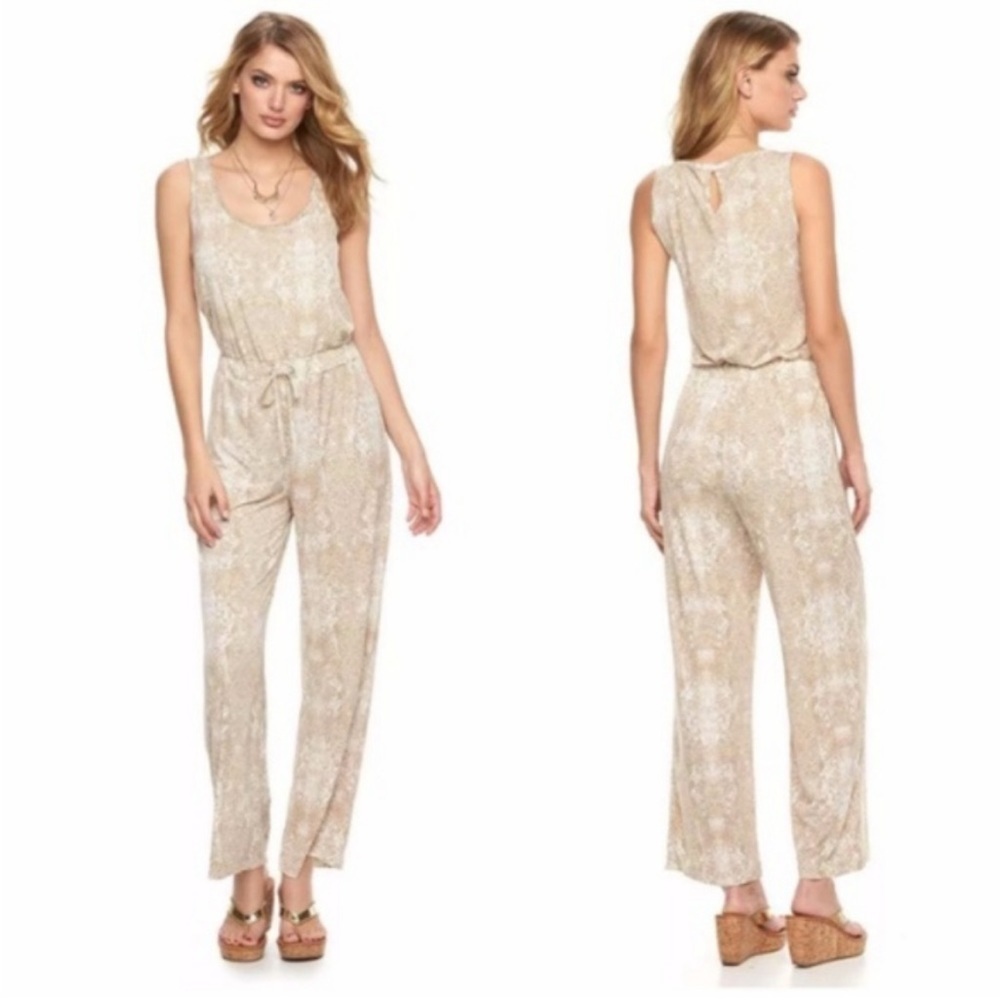 NWT Juicy Couture Desert Dusk Snake Print Jumpsuit Sleeveless Beaded Sz S